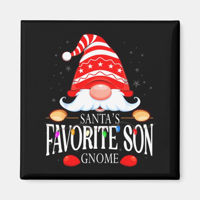 Íman Santas Favorite Son Gnome Matching Christmas Paja  (Frente)