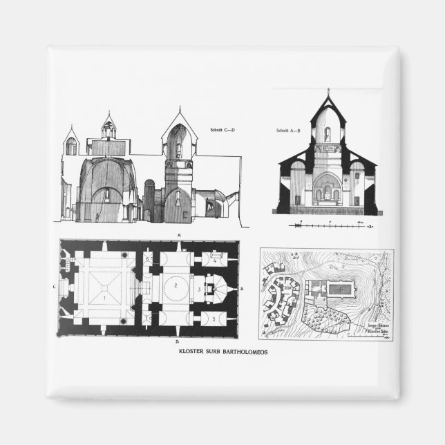 Íman Santo Bartholomew Monastério e plano cruzado M (Frente)