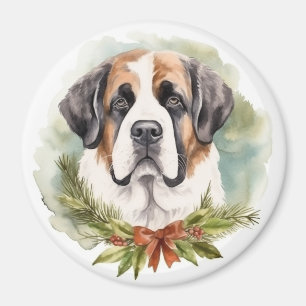 Íman Santo Bernard Christmas Wreath Festivo Pup