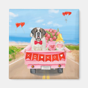 Íman Santo Bernard Dog Dia de os namorados Truck Hearts