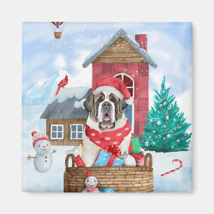 Íman Santo Bernard Dog Na Casa Dos Cachorros Da Neve