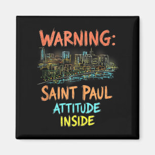 Íman Santo engraçado Paul Minnesota Night Skyline Vinta