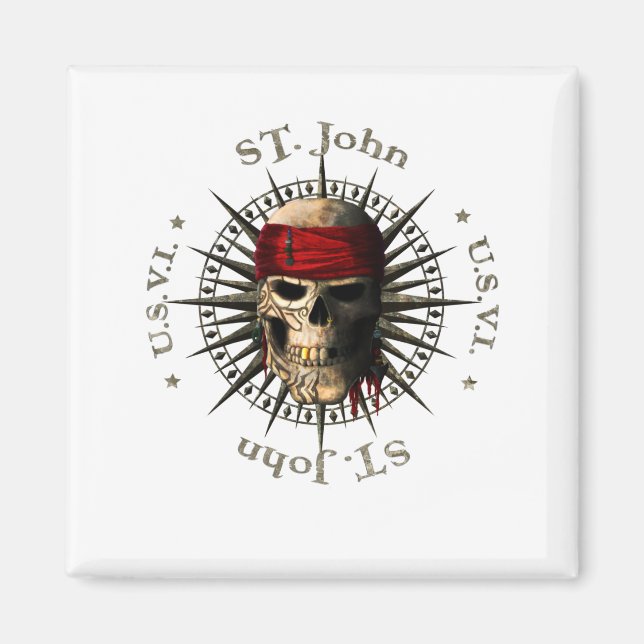 Íman Santo John USVI Pirate Skull (Frente)
