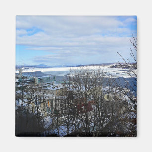 Íman Santo Lawrence River em inverno, Quebec, Canadá