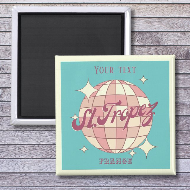 Íman Santo Tropez França - souvenir retral teal (Criador carregado)