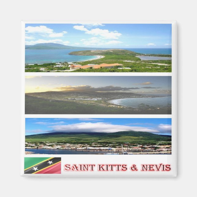 Íman santo zKN003 KITTS NEVIS, Mosaico, América, Fridge (Frente)