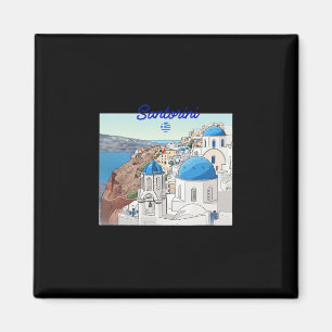 Íman Santorini Grécia Bandeira Grega Férias Arte Cúpula