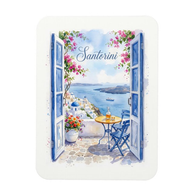 Íman Santorini Grécia Viagem Vintage (Vertical)
