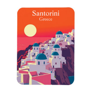 Íman Santorini, Grécia Viagens vintage Blue Domes