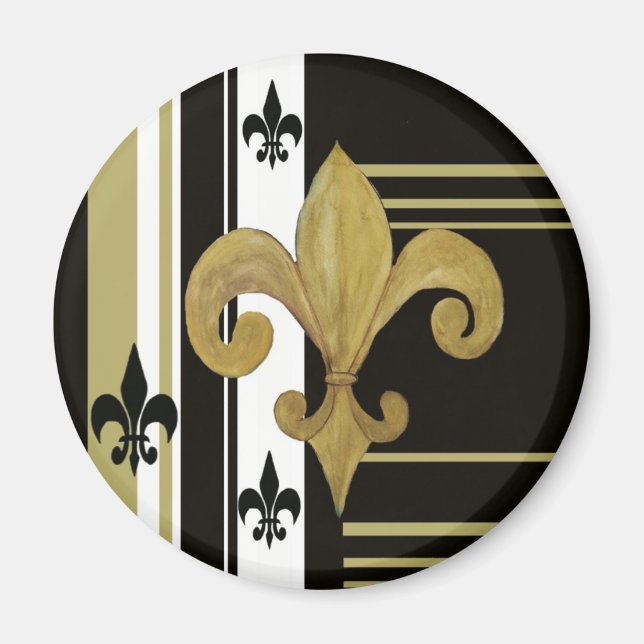Íman Santos Fleur de lis Preto e Dourado (Frente)