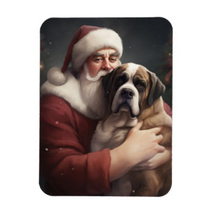 Íman São Bernardo Com Papai Noel Natal Festivo