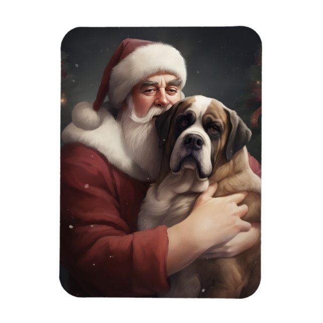 Íman São Bernardo Com Papai Noel Natal Festivo (Vertical)
