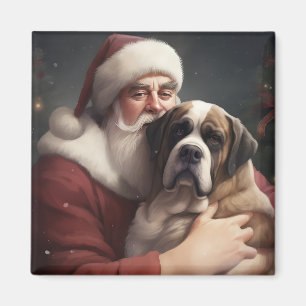 Íman São Bernardo com Papai Noel Natal Festivo