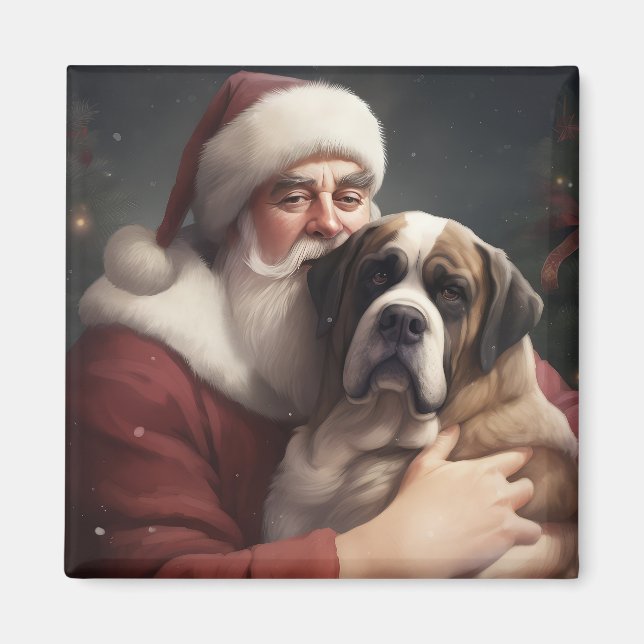 Íman São Bernardo com Papai Noel Natal Festivo (Frente)