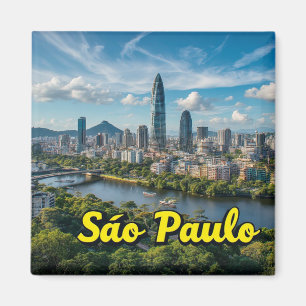 Íman São Paulo Brasil Cidade Viagem Lembrança Impressão