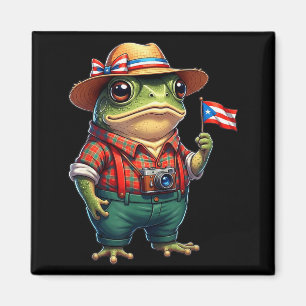Íman Sapo Coqui Engraçado Bandeira de Porto Rico Taino