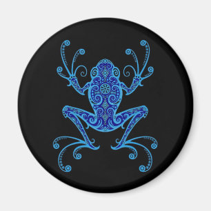 Íman Sapo de árvore azul e preto intrincado