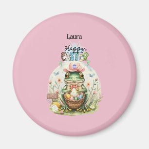 Íman Sapo de Chapéu Rosa-felz pascoa com Ovos para o An