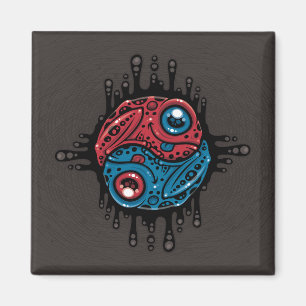 Íman Sapo de Dart Venenoso Vermelho e Azul, Yin Yang