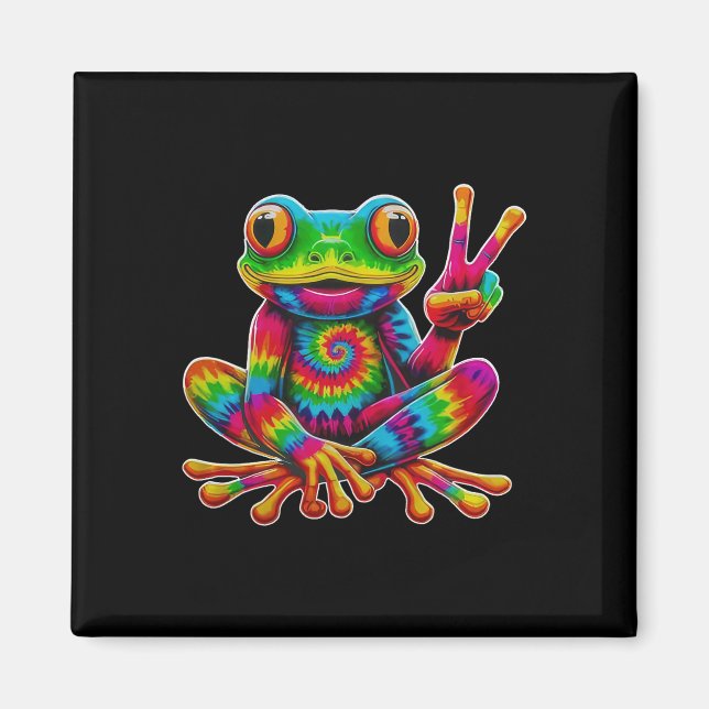 Íman Sapo de Gravata-dye Sinal de Paz Hippie Natal Sapo (Frente)