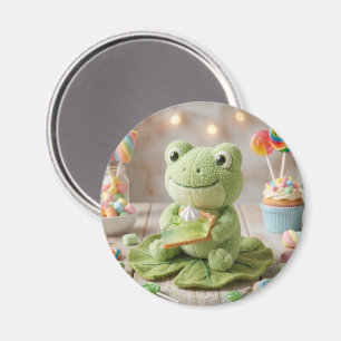 Íman Sapo de pelúcia fofo segurando torta de limão Key 