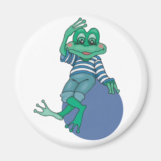 Íman Sapo em Jeans, Aniversário, Bolinhas (Frente)