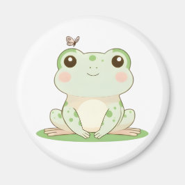 Íman Sapo Kawaii com Borboleta Design Fofo da Natureza