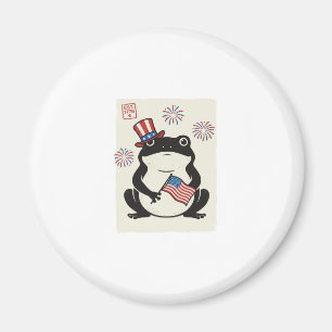 Íman Sapo Patriótico Arte Vetorial de Gravura Vintage_1