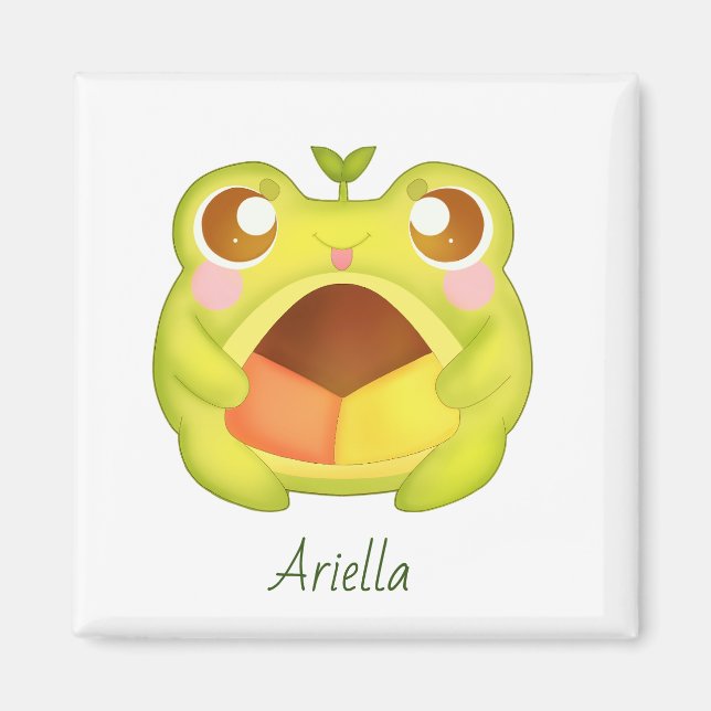 Íman Sapo Verde Bonito Segurando Cookie Polvoron Mexica (Frente)