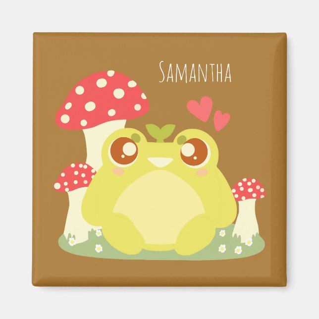 Íman Sapo Verde Bonito Sentado Na Natureza (Frente)