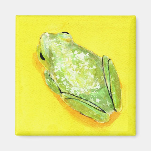 Íman Sapo verde com aquarela amarela (Frente)