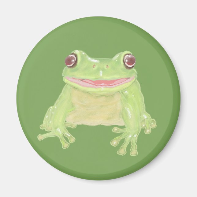 Íman Sapo verde-esverdeado - transparente. (Frente)