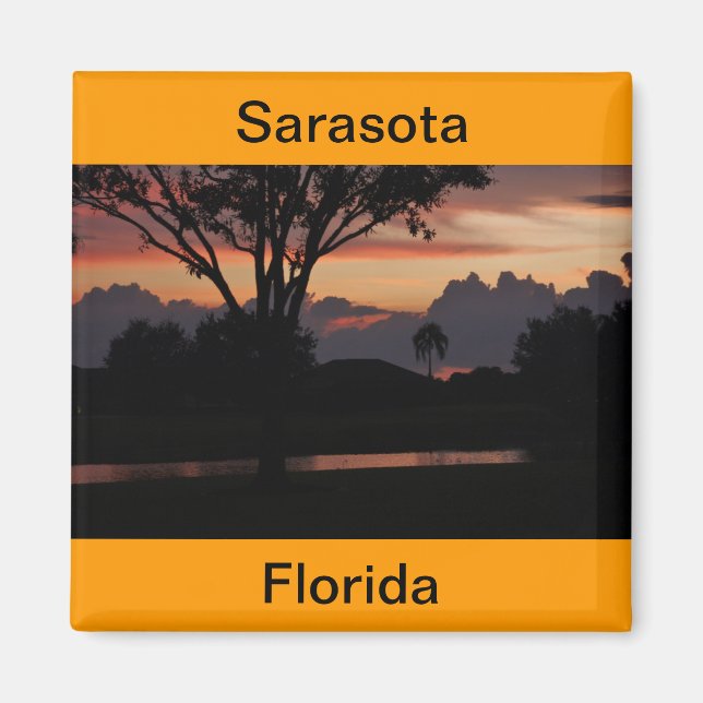 Íman Sarasota, Florida Sunset sobre Lake Magnet (Frente)