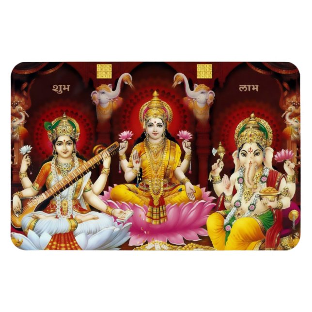 Íman Saraswati, Lakshmi, & Ganesha Flexi Magnet (Horizontal)