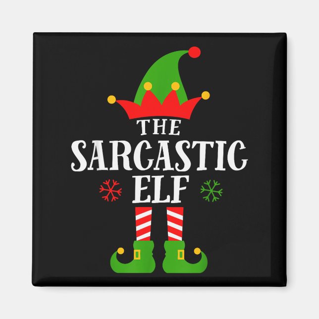 Íman Sarcastic Elf Funny Matching Family Group Christma (Frente)