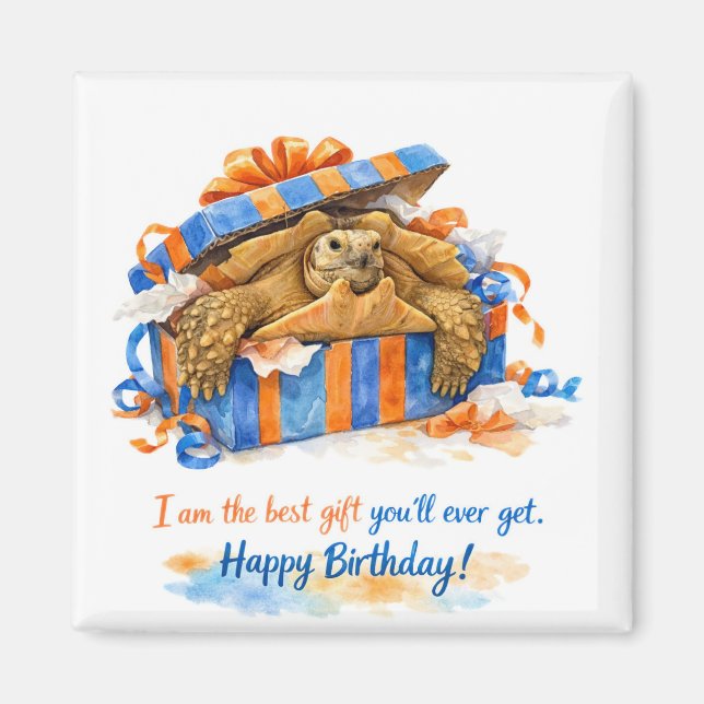 Íman Sarcastic Happy Birthday Sulcata tortoise gift (Frente)