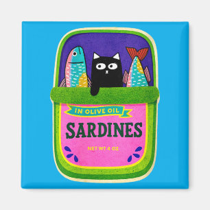Íman Sardinhas de Mulheres Peixe Enlatado Gráfico Retro