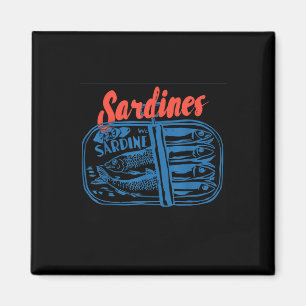 Íman Sardinhas Peixe Enlatado Gráfico Retro Para Homens