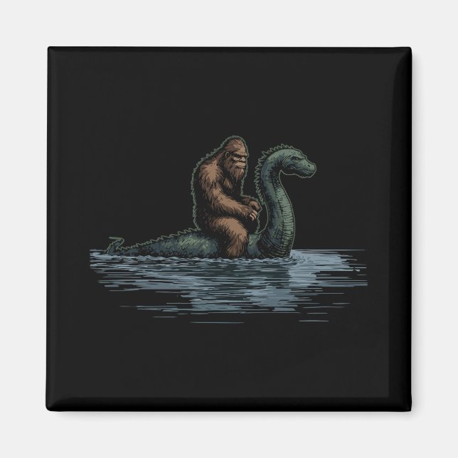 Íman Sasquatch Bigfoot Cavalga o Monstro do Loch (Frente)
