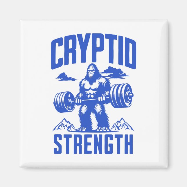 Íman Sasquatch Cryptid Resistente Levantando Humor Mono (Frente)
