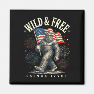 Íman Sasquatch engraçado bandeira americana selvagem e 