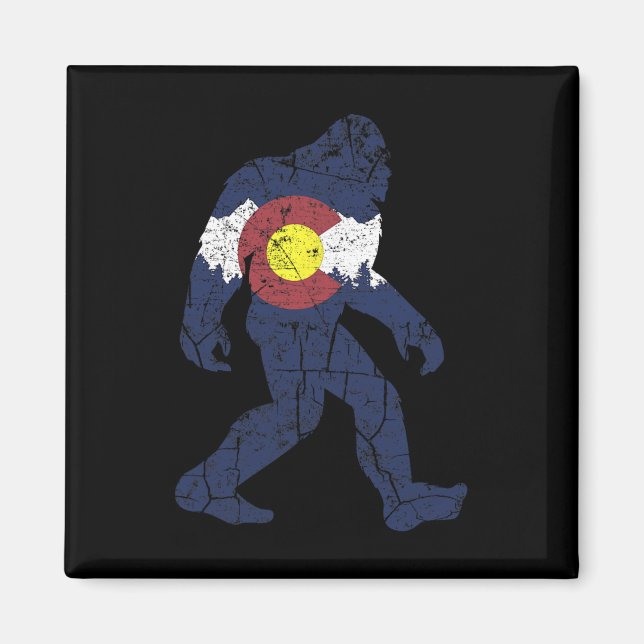 Íman Sasquatch Retro State Flag Colorado Rocky Mountain (Frente)