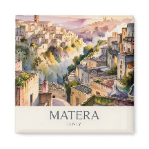Sassi di Matera Itália Viagem Aquarela Cidade Retr