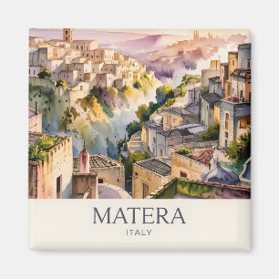 Íman Sassi di Matera Itália Viagem Aquarela Cidade Retr