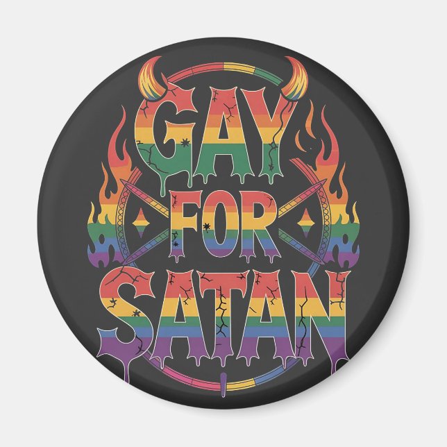 Íman Satã de granizo Arco-Íris Baphomet Diabo Goat LGBT (Frente)