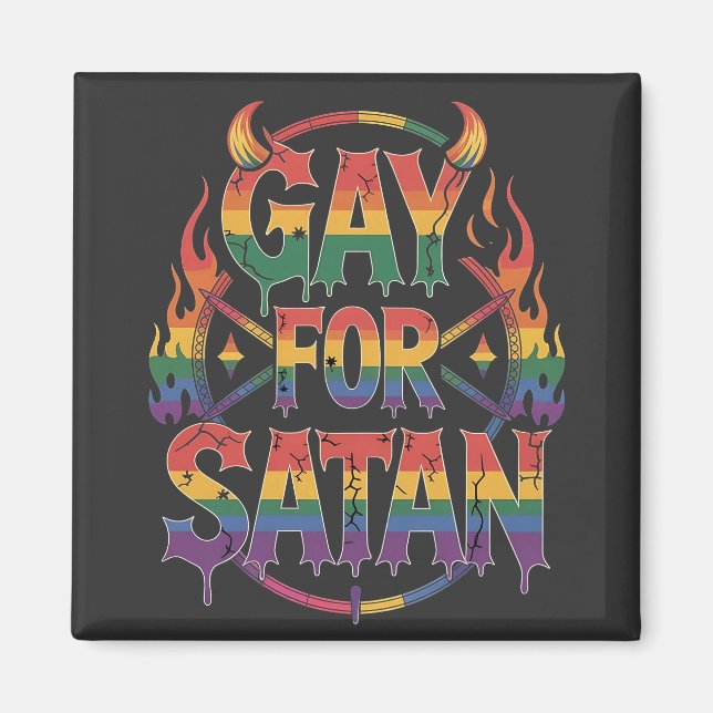 Íman Satã de granizo Arco-Íris Baphomet Diabo Goat LGBT (Frente)