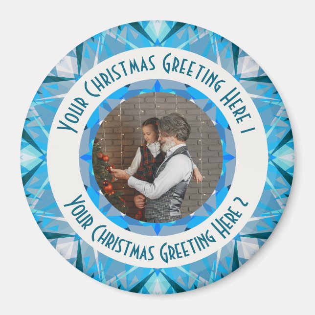 Íman Saudação de Foto Azul da Estrela de Natal Personal (Frente)