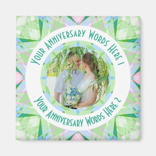 Íman Saudação de Foto Verde do Aniversário de Casamento