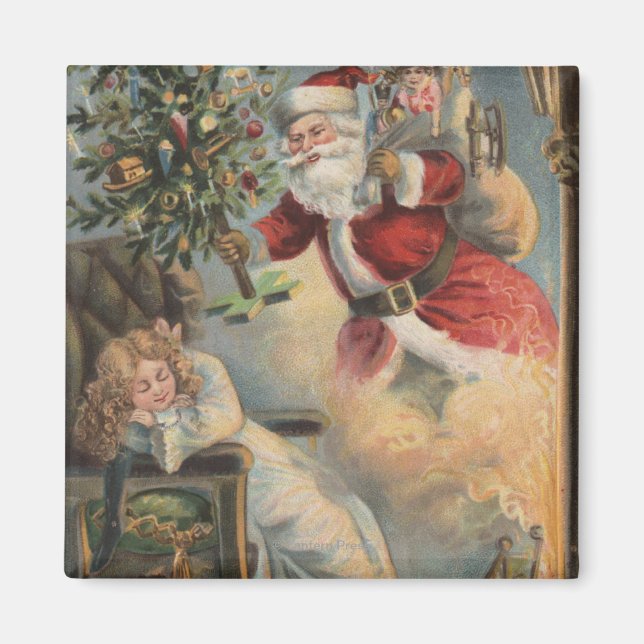 Íman Saudação de NatalPapai Noel com Árvore e presentes (Frente)