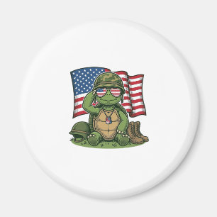 Íman Saudação Patriótica de Tartaruga Vetor Design_1